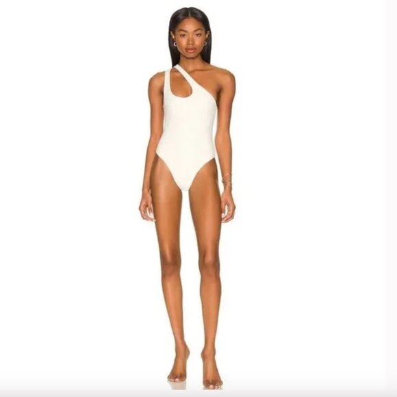 L Space Phoebe White One Shoulder One Piece Bathing Suit - size 8/M - Picture 5 of 5